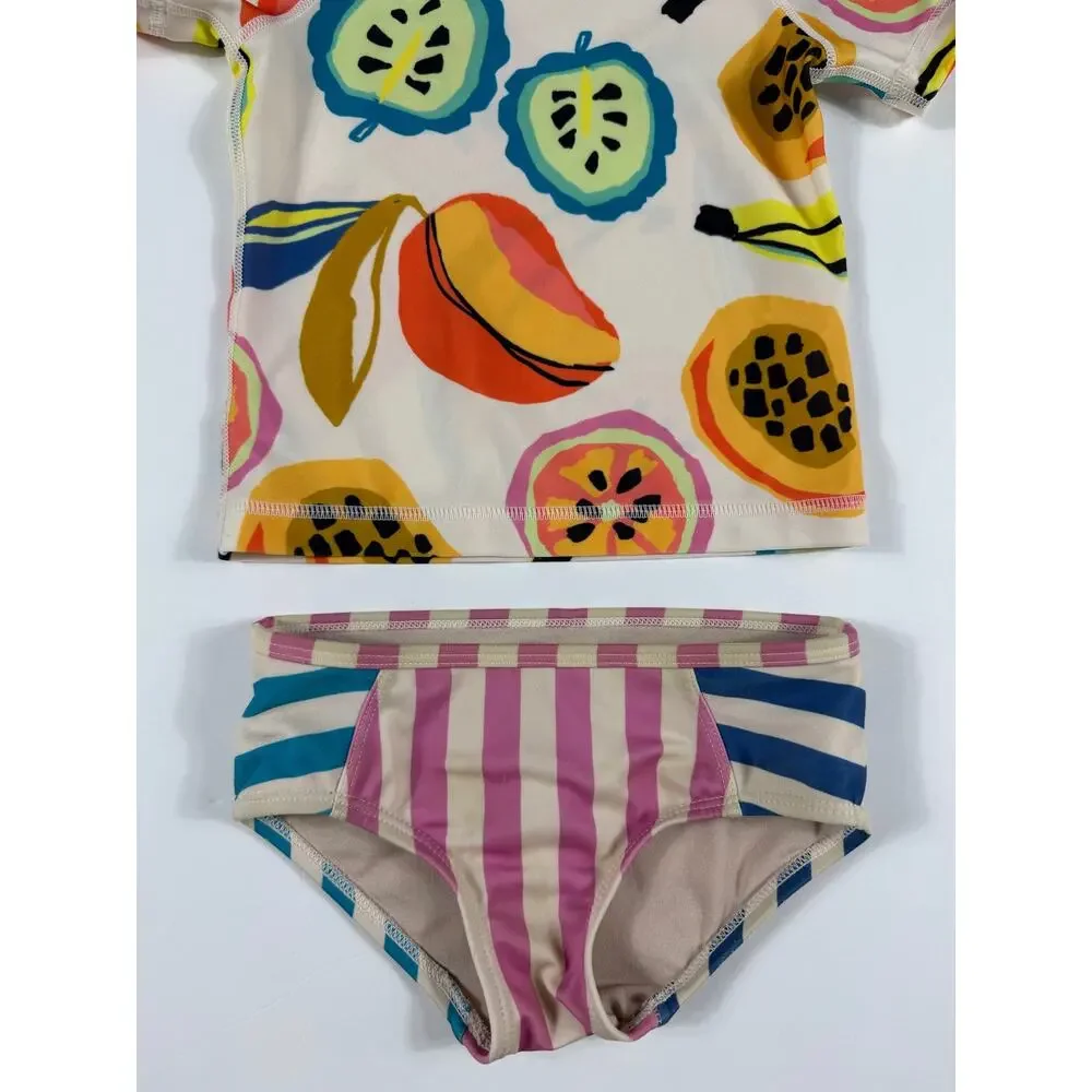 Tea Collection Fruit Print Rash Guard Swim Set Size 3